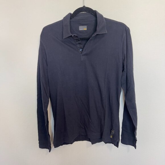 Men's Fendi Long Sleve Polo With Logo Size 48 Color Navy Blue - Picture 1 of 4